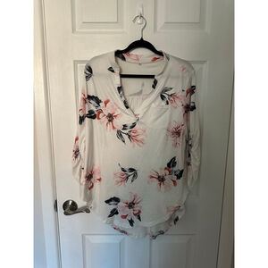 Women's Unbranded White Pink Floral Blouse M